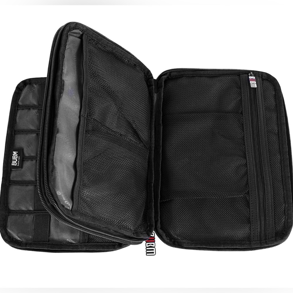 BUBM Double Layer Accessories Organizer Zip Travel Bag in Black